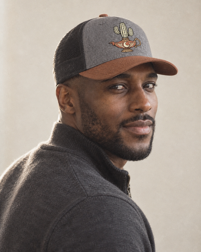 Model wearing the cap