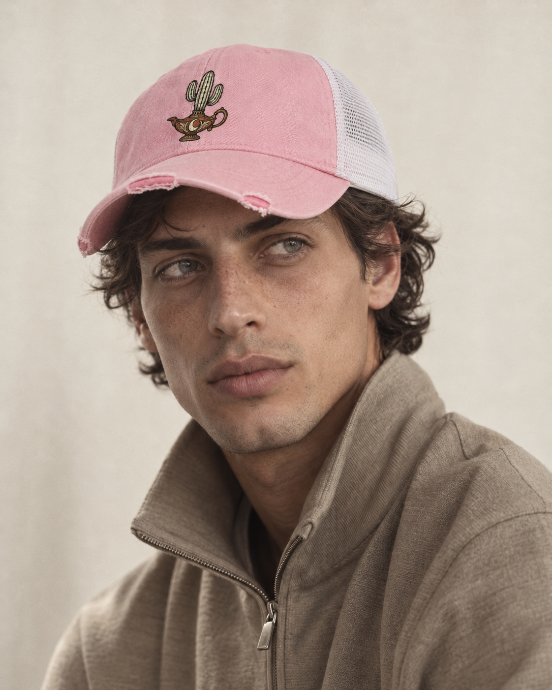 Model wearing the cap