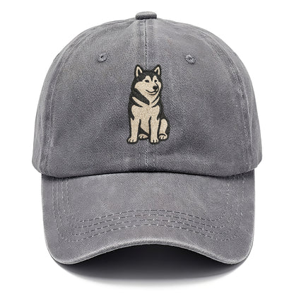 Alaskan Malamute Gray And White Pose Hat