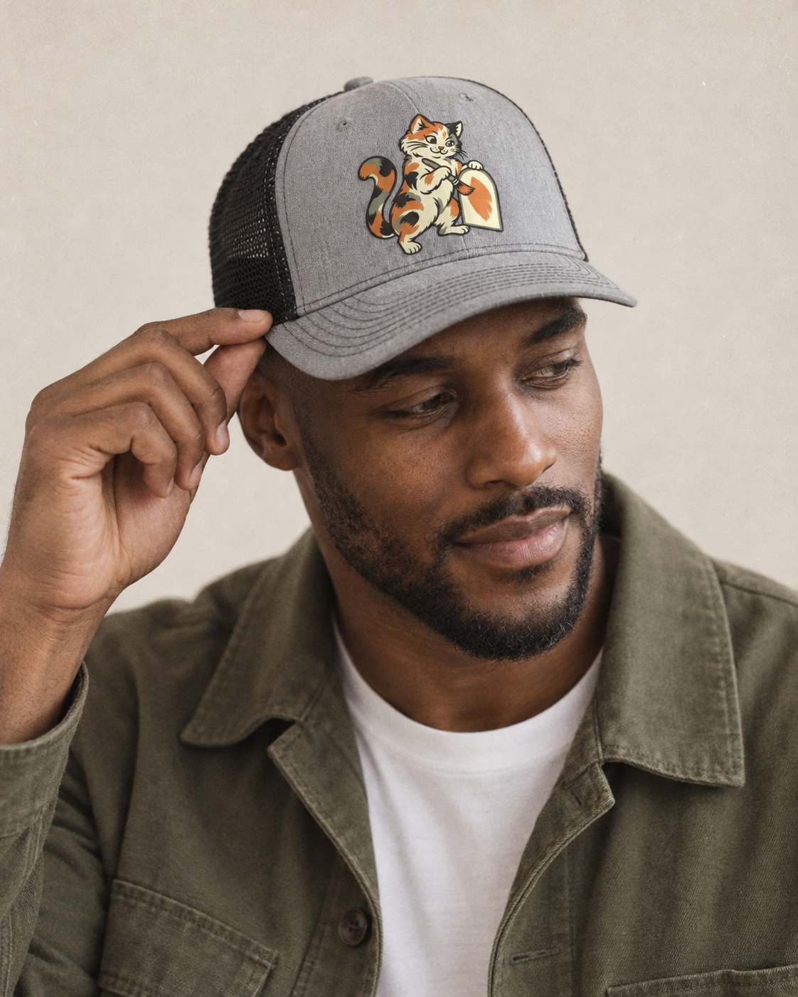 Model wearing the cap