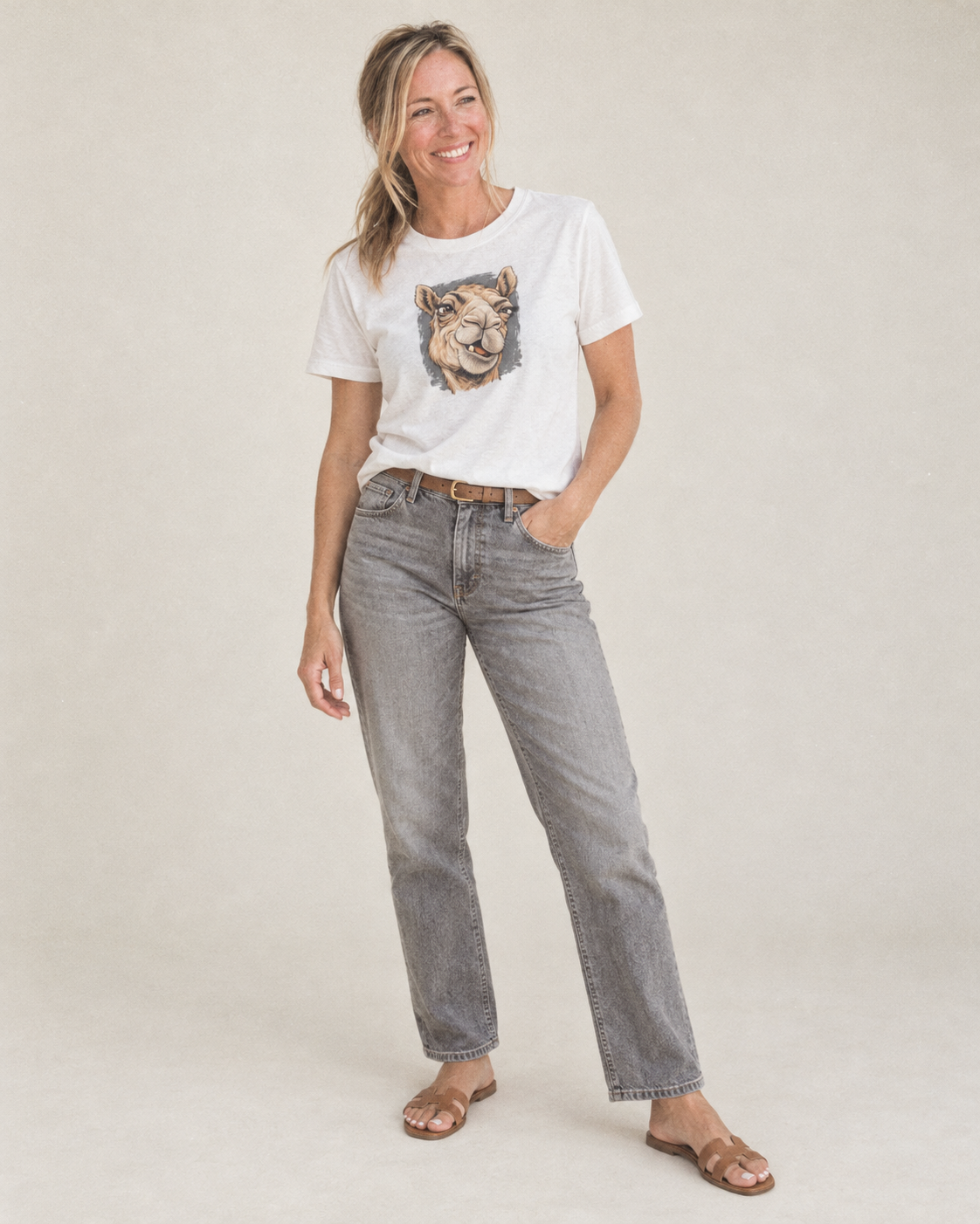 Camel Expressive Portrait Wild Grin Gallery Classic T-shirt – studio model photo