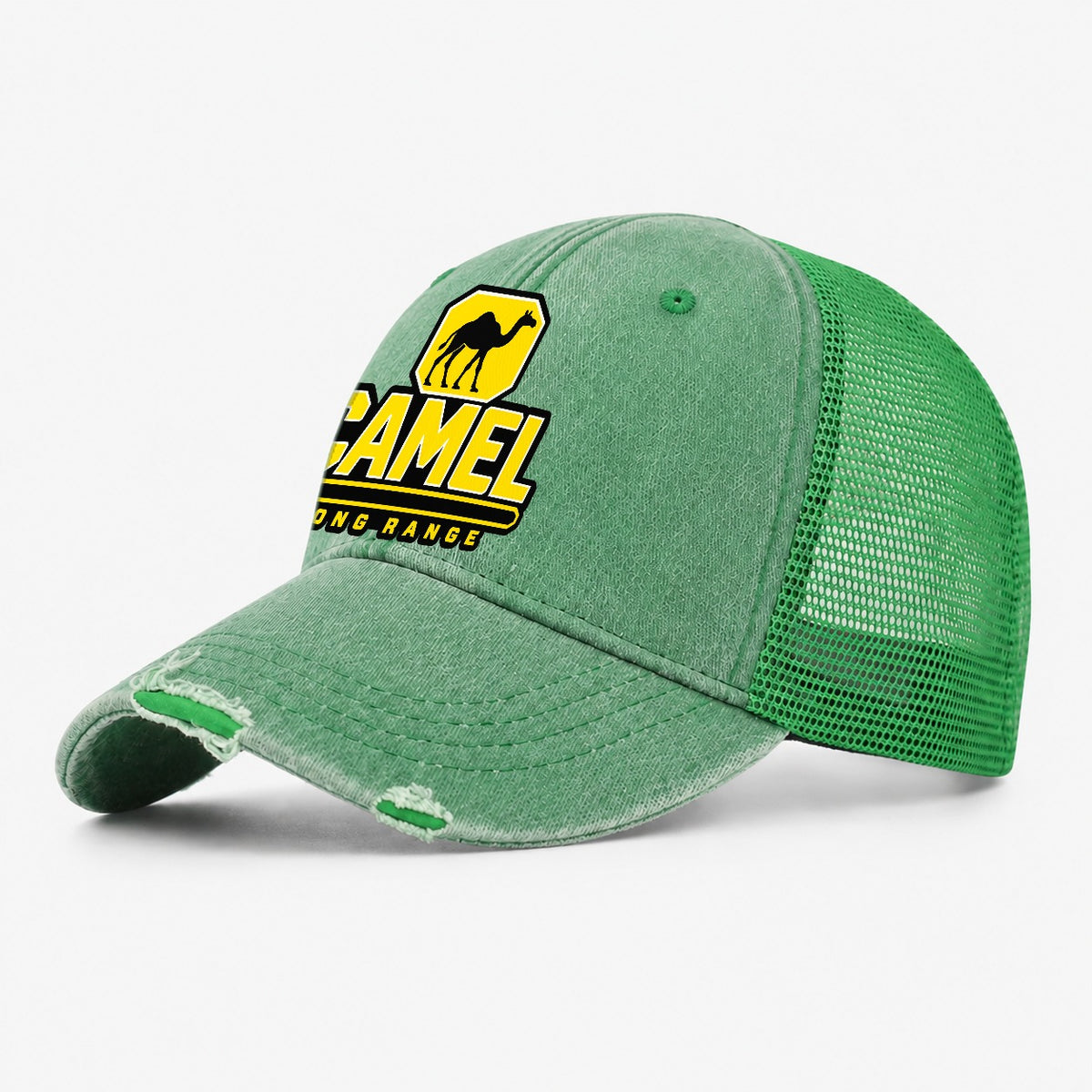 Camel Long Range Heavy Duty Washed Trucker Hat – Ink Green