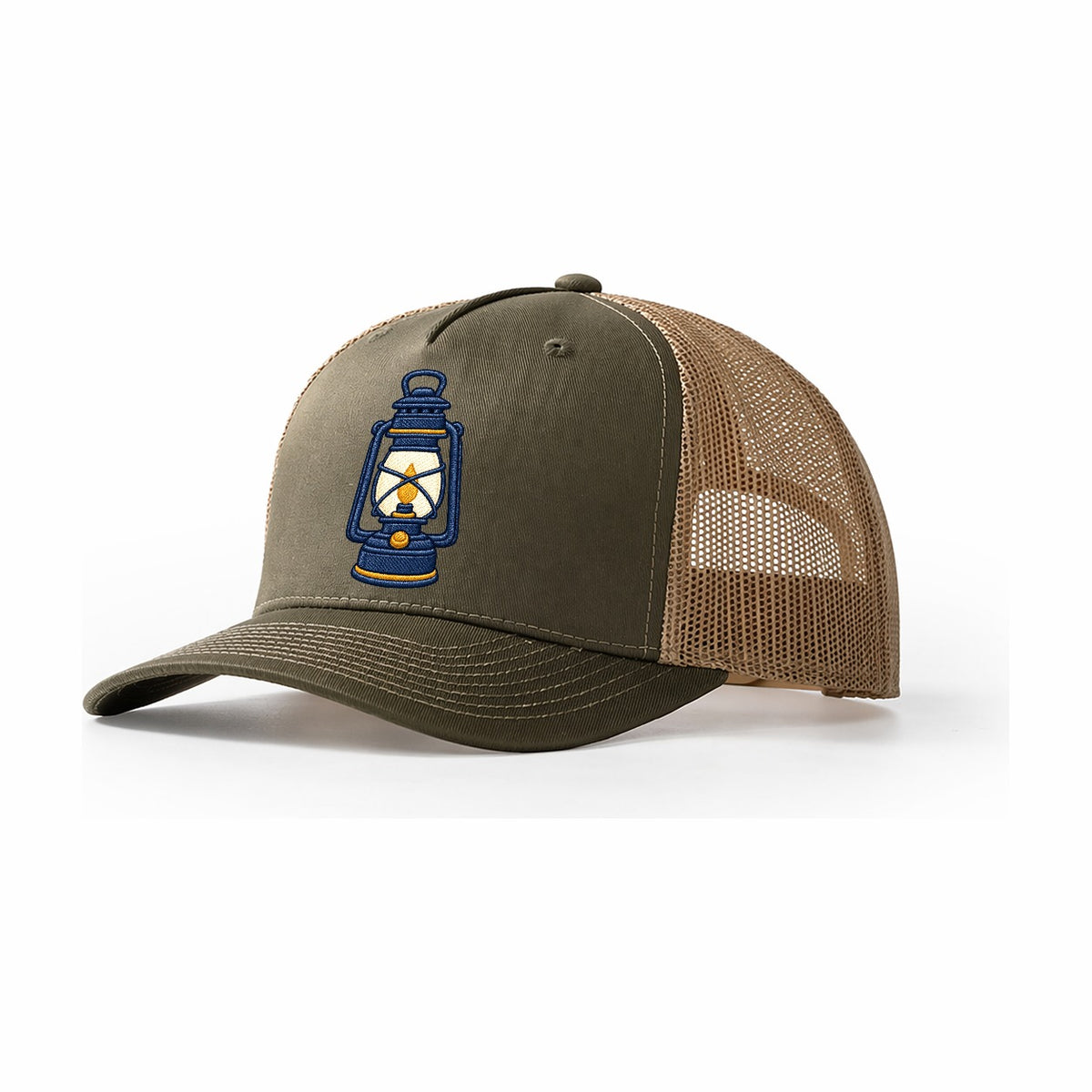 Camp Lantern Tiny Solo Marks Trucker Hat – Olive Khaki