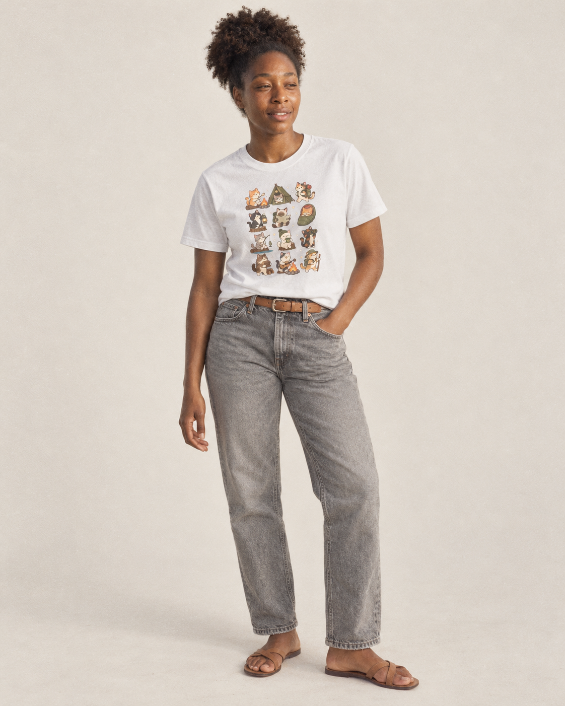 Camping Trip Cat Club Classic T-shirt – studio model photo