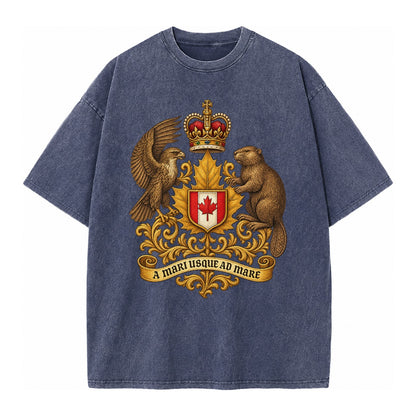 Canada Heritage Maple Badge Vintage T-shirt – Blue