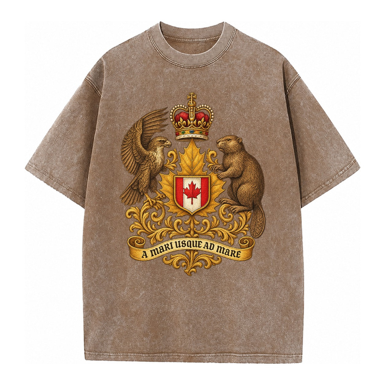 Canada Heritage Maple Badge Vintage T-shirt – Brown