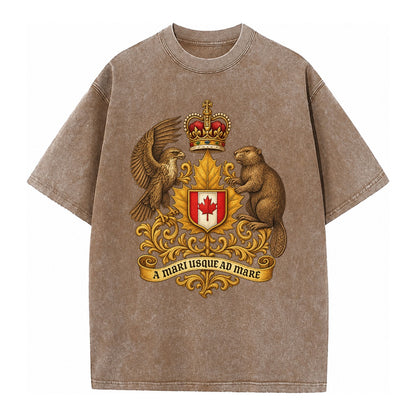 Canada Heritage Maple Badge Vintage T-shirt – Brown