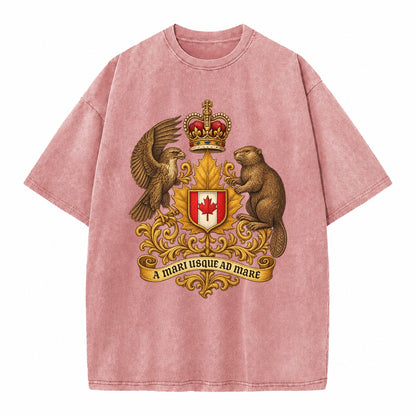 Canada Heritage Maple Badge Vintage T-shirt – Dusty Rose(Rose)