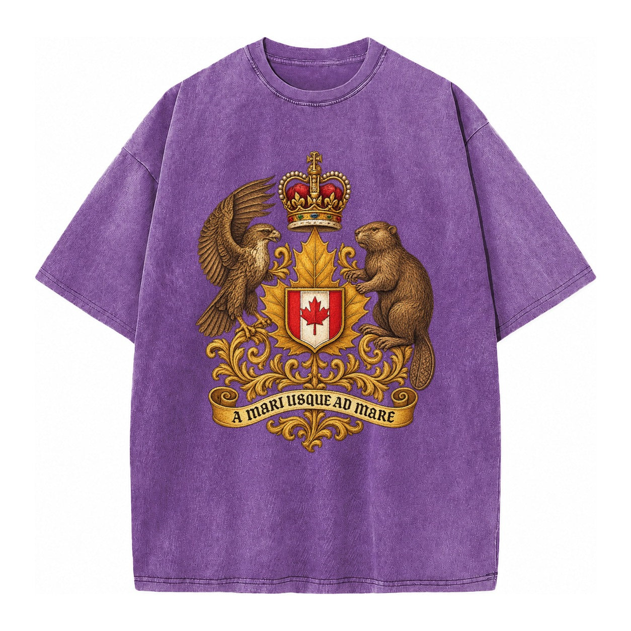 Canada Heritage Maple Badge Vintage T-shirt – Purple