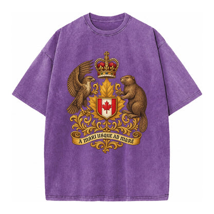 Canada Heritage Maple Badge Vintage T-shirt – Purple