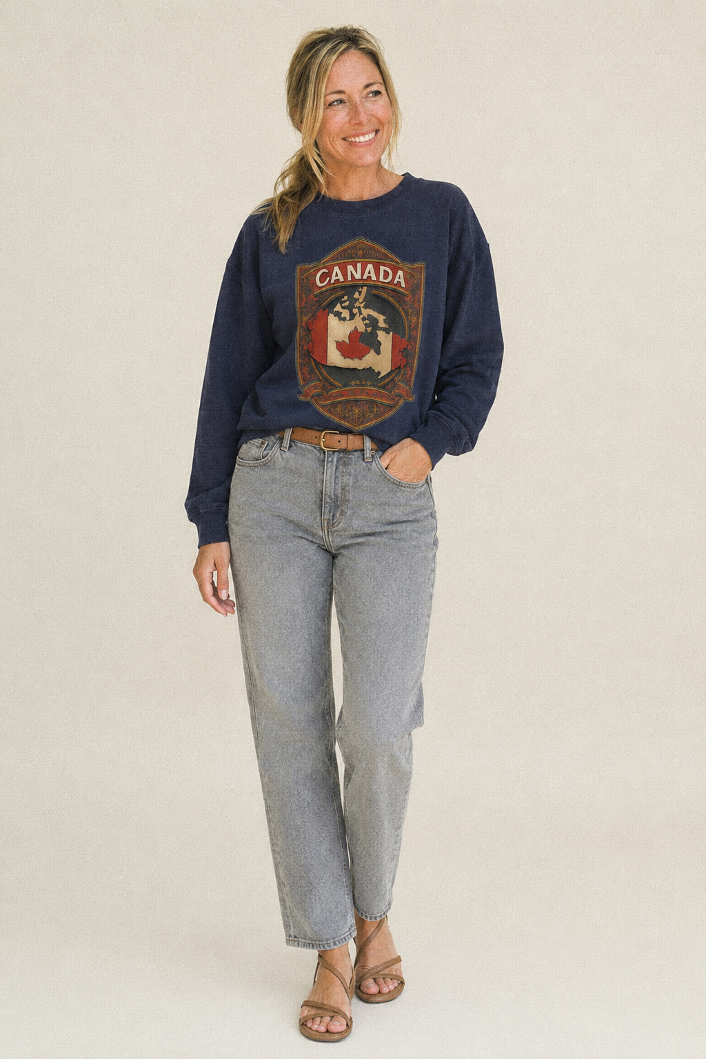 Canada Map Fleece Sweatshirt – studio model photo