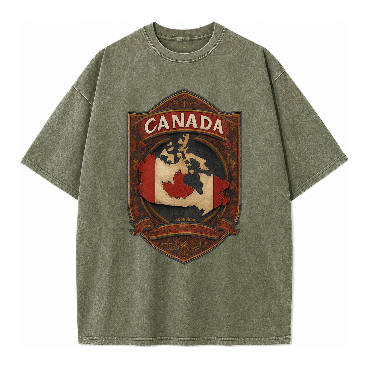 Canada Map Vintage T-shirt – Army Green
