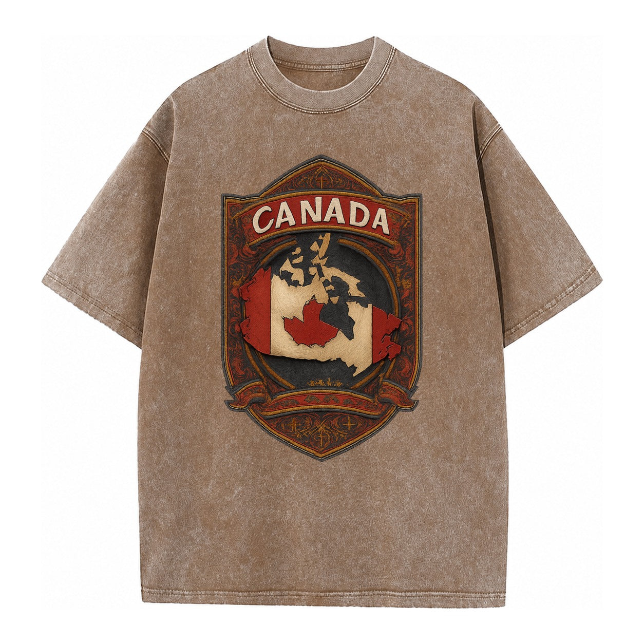 Canada Map Vintage T-shirt – Brown