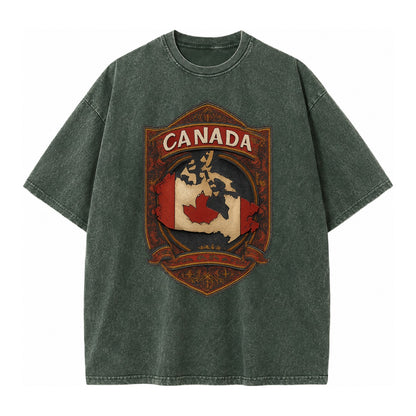 Canada Map Vintage T-shirt – Forest Mist(Green)