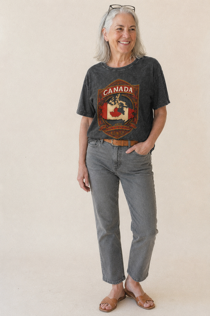 Canada Map Vintage T-shirt – studio model photo