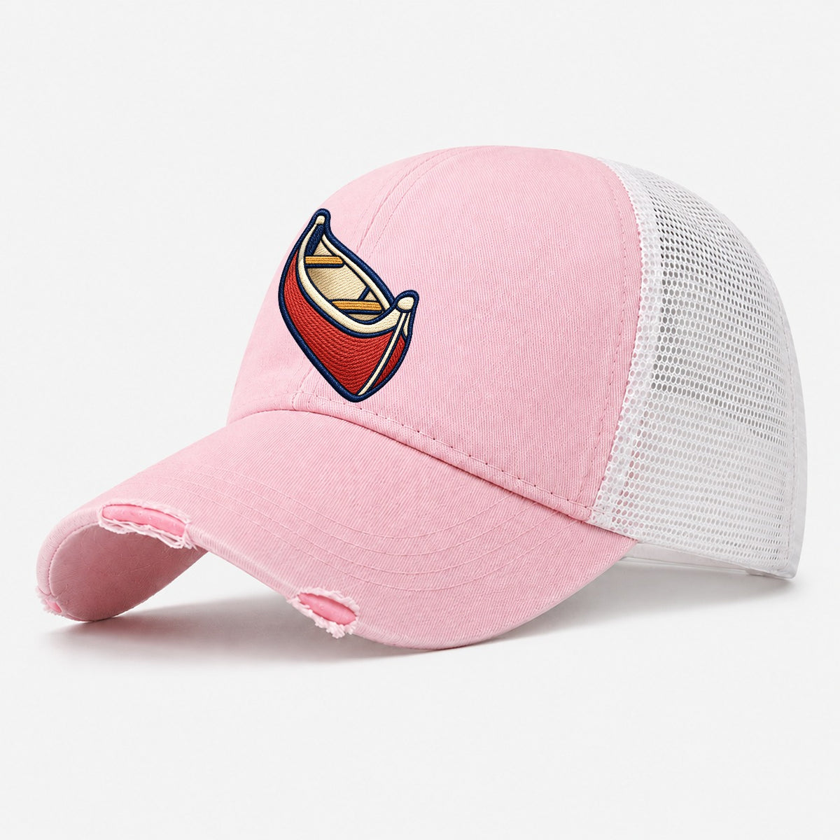 Canoe Tiny Solo Marks Washed Trucker Hat – Light Pink