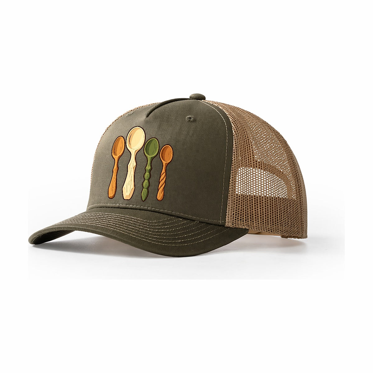 Carved Spoon Collection Woodworking Trucker Hat – Olive Khaki