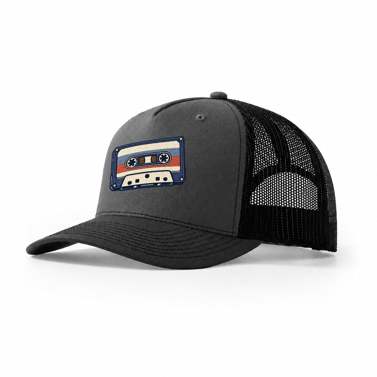 Cassette Tape Tiny Solo Marks Trucker Hat – Dark Grey Black