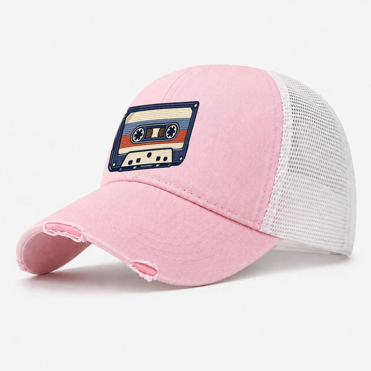 Cassette Tape Tiny Solo Marks Washed Trucker Hat – Light Pink