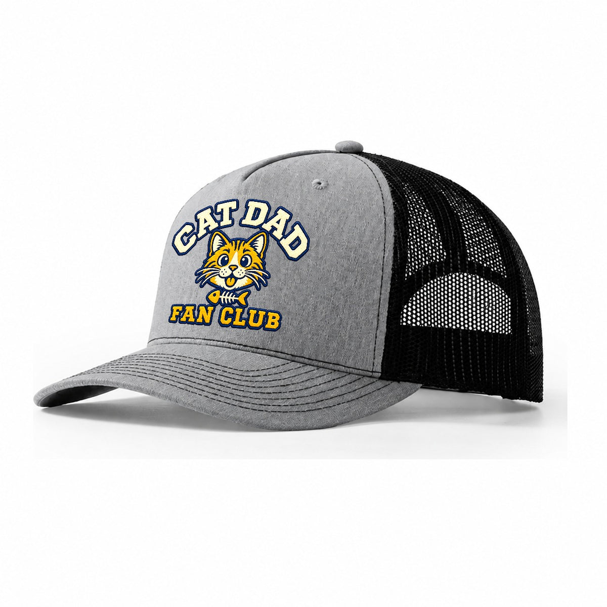 Cat Dad Fan Club Trucker Hat – Sport Grey Black