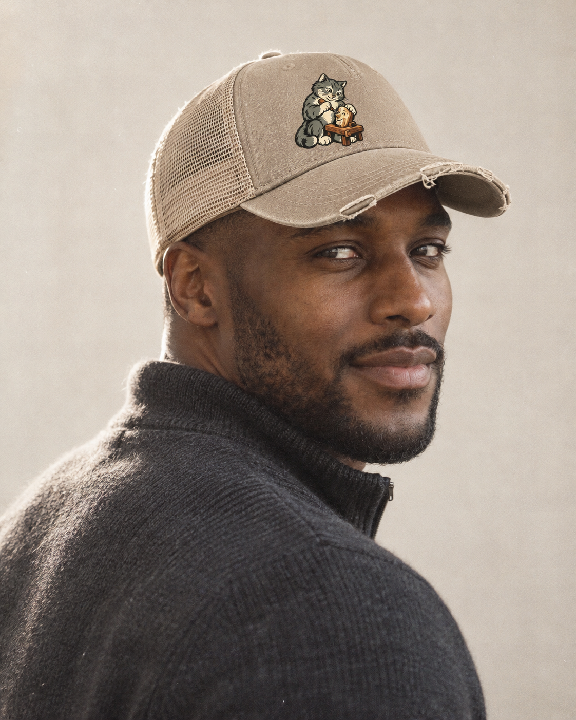 Model wearing the cap