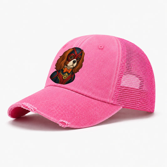 Cavalier King Charles Friendly Hero Sitting Sweet On Four Pa Washed Trucker Hat – Rose