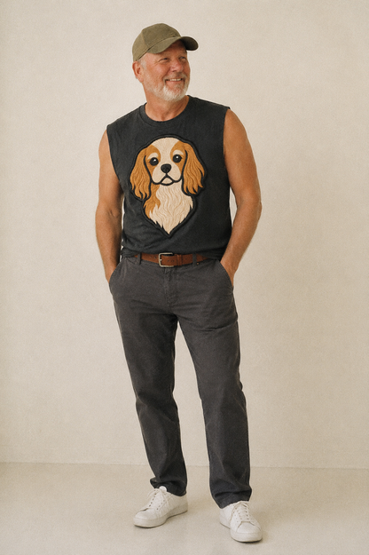 Cavalier King Charles Spaniel Modern G Vintage Washed Tank – studio model photo