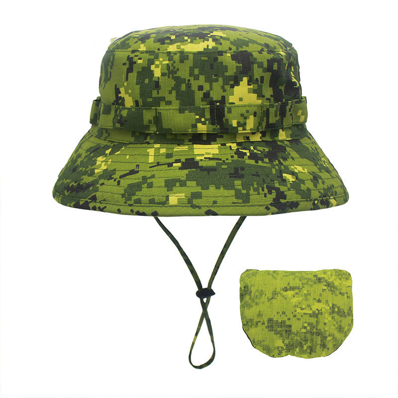 Sombrero de cubo de camuflaje para hombre, sombrero de ala ancha con protección solar, sombrero de pescador de simulación de jungla, sombrero de Montañismo para pesca al aire libre