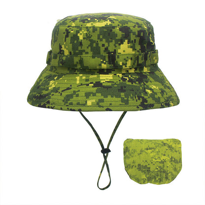 Sombrero de cubo de camuflaje para hombre, sombrero de ala ancha con protección solar, sombrero de pescador de simulación de jungla, sombrero de Montañismo para pesca al aire libre