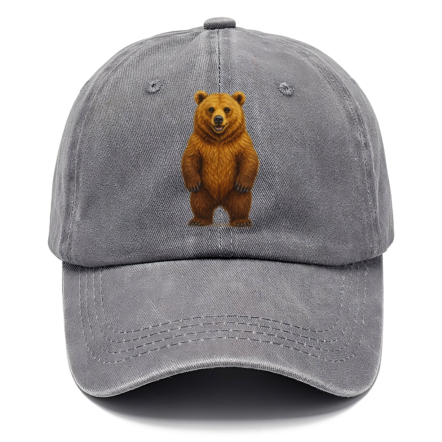 detailed brown bear on yellow background Hat