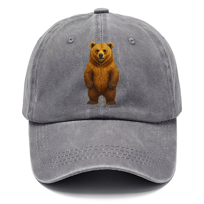detailed brown bear on yellow background Hat