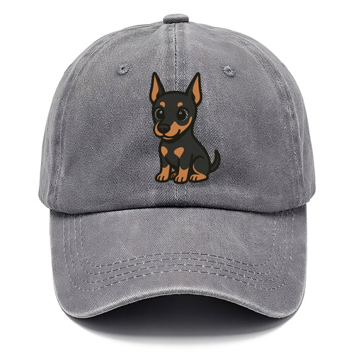 Doberman Black And Tan Sitting Pose With Cropped Ears Portrait Design Classic Cap