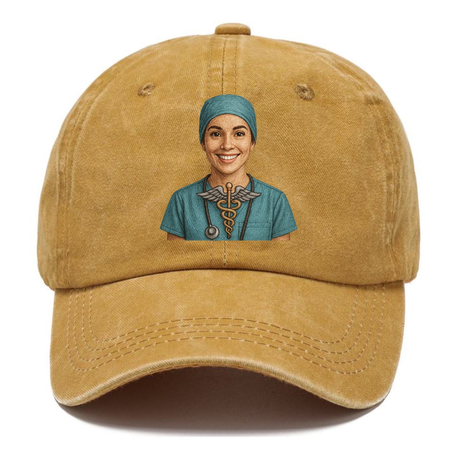 smiling doctor with caduceus art Hat