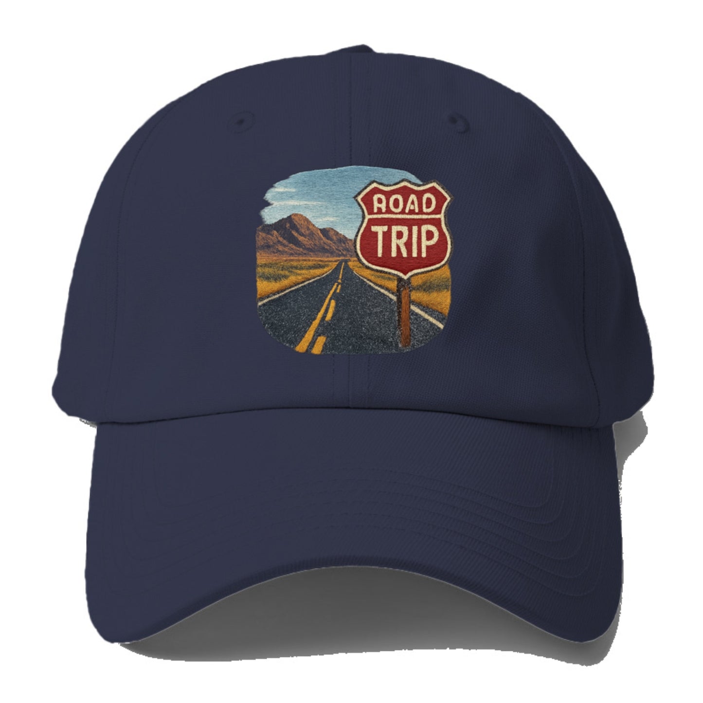 american road trip scenic embroidery Hat