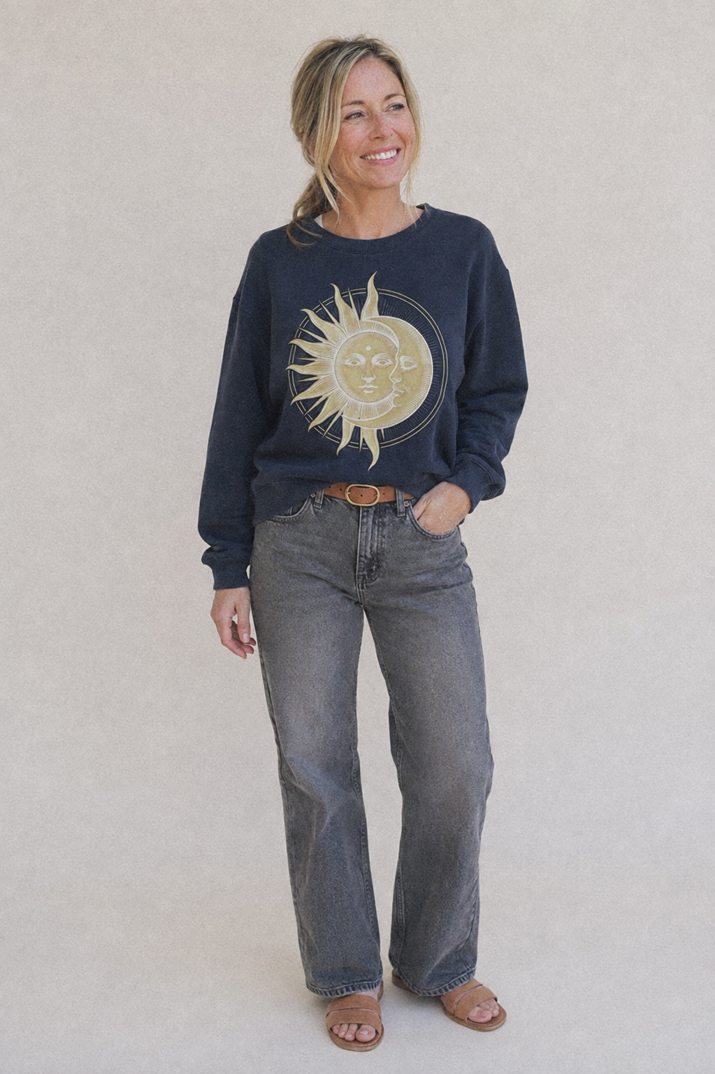 Celestial Harmony Fleece Sweatshirt – studio model photo
