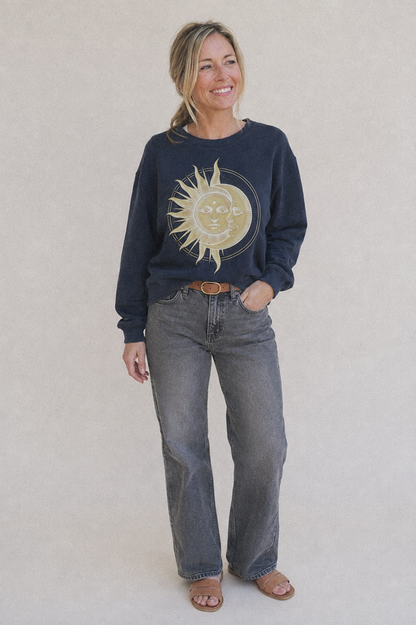 Celestial Harmony Fleece Sweatshirt – studio model photo