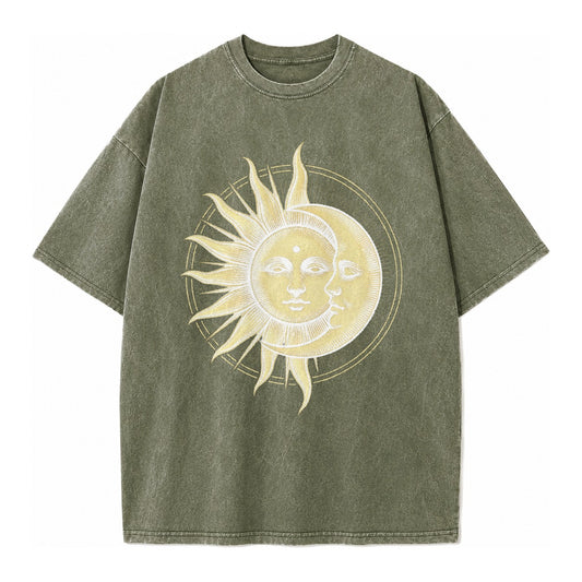 Celestial Harmony Vintage T-shirt – Army Green