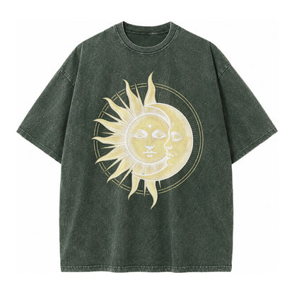 Celestial Harmony Vintage T-shirt – Forest Mist(Green)
