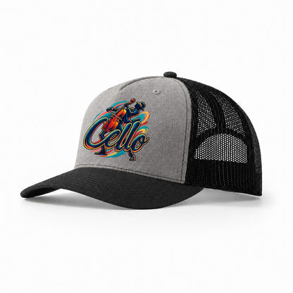 Cello Wordmark Music Instruments Trucker Hat – Grey Black