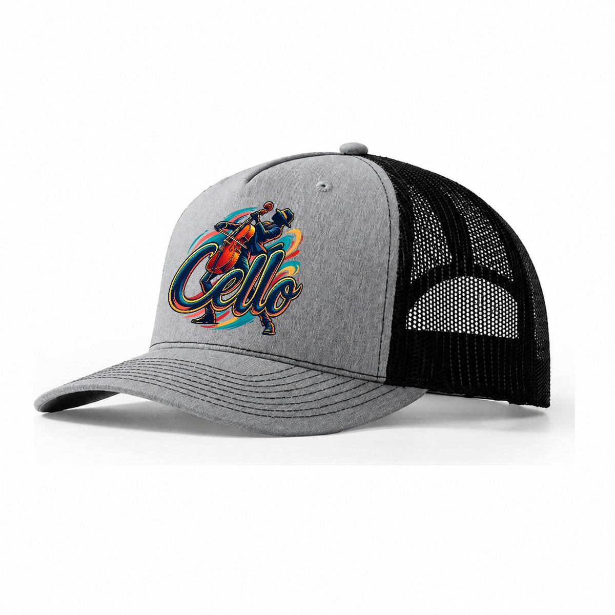 Cello Wordmark Music Instruments Trucker Hat – Sport Grey Black