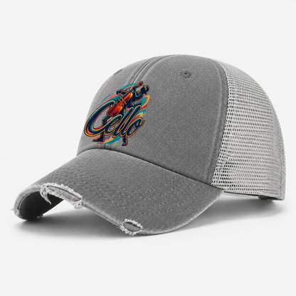 Cello Wordmark Music Instruments Washed Trucker Hat – Grey