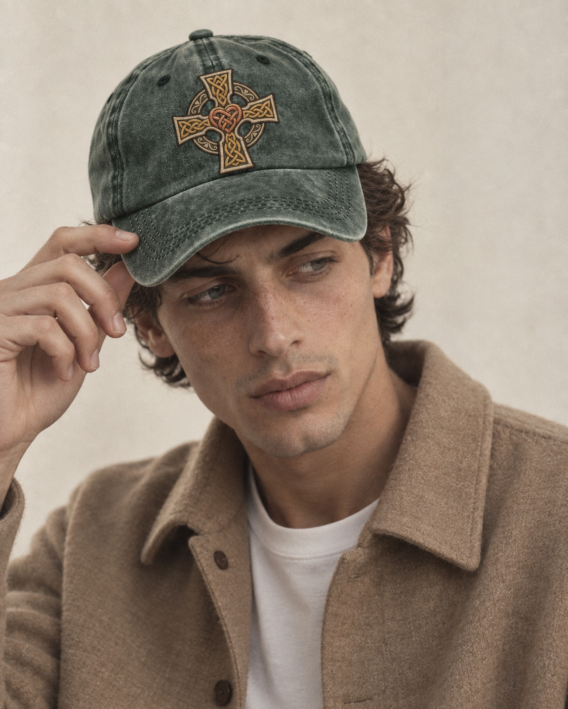 Model wearing the cap