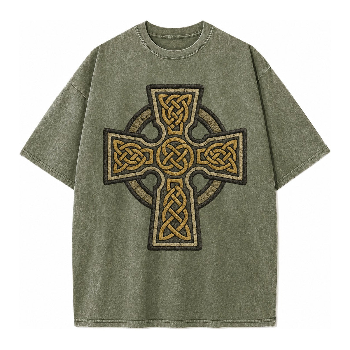 Celtic Cross  - Vintage T-shirt – Army Green