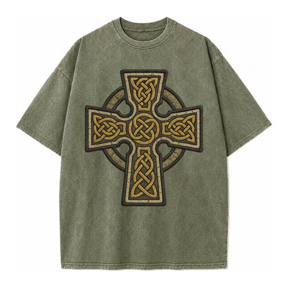 Celtic Cross  - Vintage T-shirt – Army Green