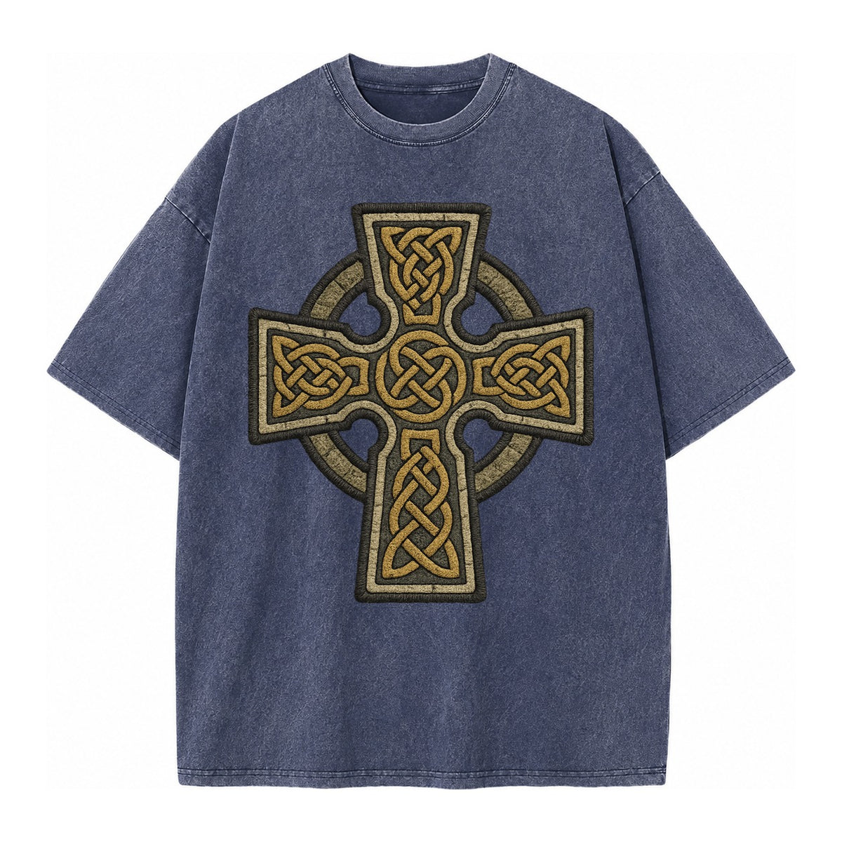 Celtic Cross  - Vintage T-shirt – Blue