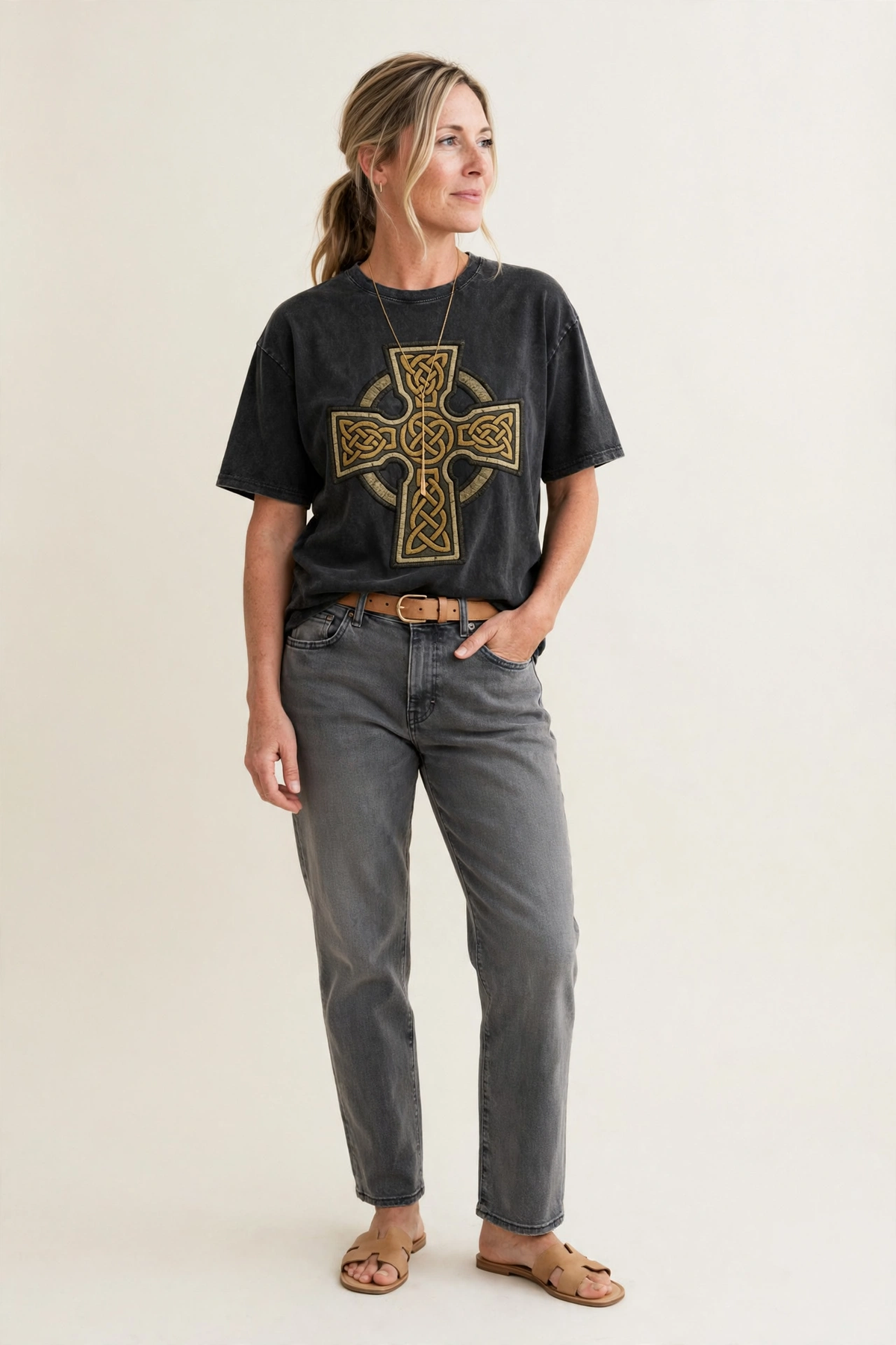 Celtic Cross  - Vintage T-shirt – studio model photo