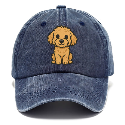 goldendoodle curly golden sitting pose portrait design Hat