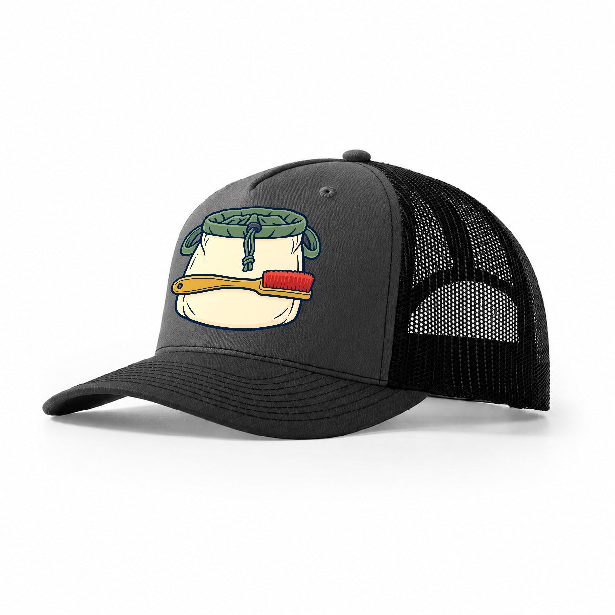 Chalk Bag And Brush Rock Climbing Trucker Hat – Dark Grey Black