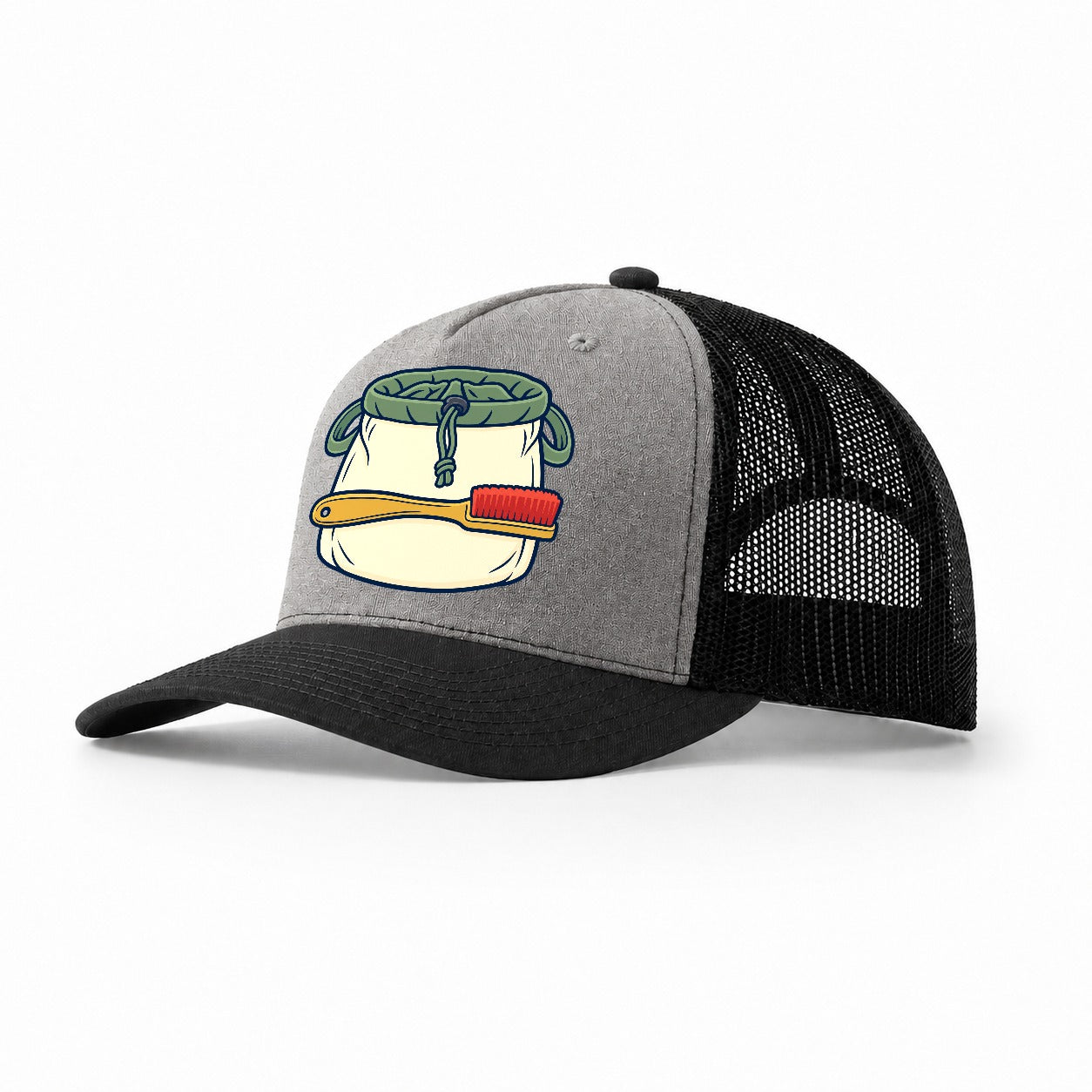 Chalk Bag And Brush Rock Climbing Trucker Hat – Grey Black