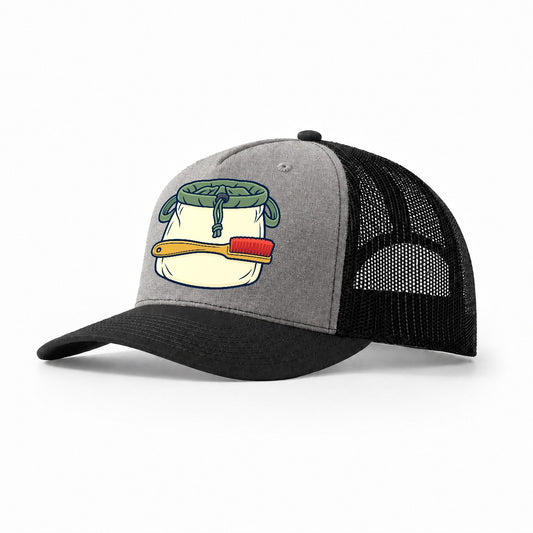 Chalk Bag And Brush Rock Climbing Trucker Hat – Grey Black